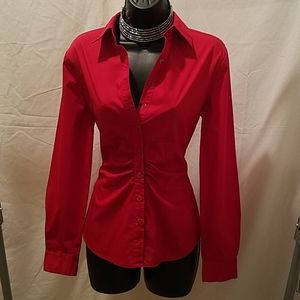 Cherry Red Ruched Blouse